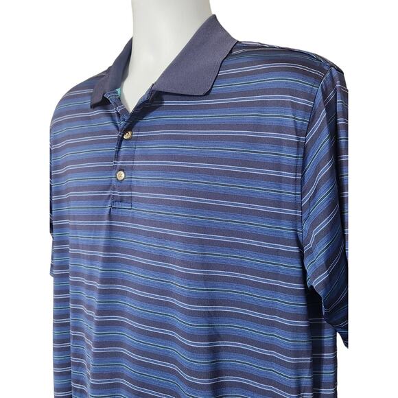 Pebble Beach Performance Men's Large Striped Golf Polo Shirt - Picture 3 of 6